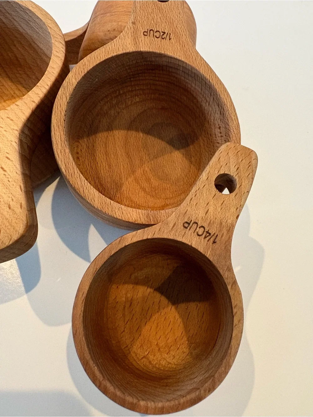 Wood Measuring Cups Set of 4 Nesting Stackable Rustic